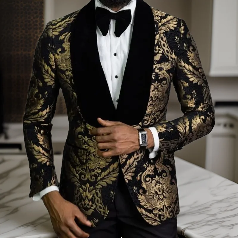 Blazer jacquard dourado - SOUZA MODAS