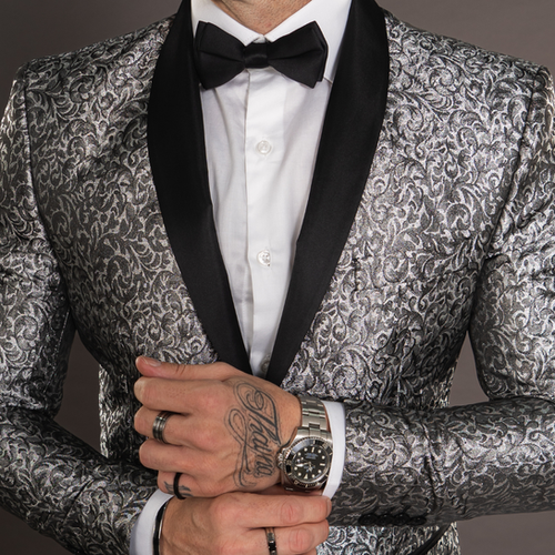 blazer jacquard cinza - SOUZA MODAS